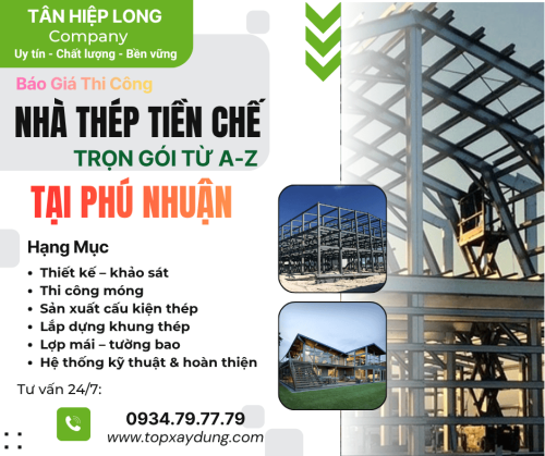 Thiết Kế Thi Công Nhà Thép Tiền Chế tại Phú Nhuận Trọn Gói