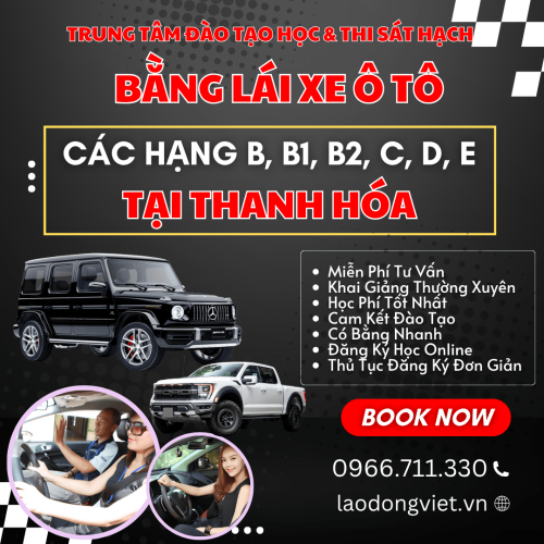 Đăng Ký Học Thi Bằng Lái Xe Ô Tô Hạng B1-B2-C-D ở Thanh Hóa