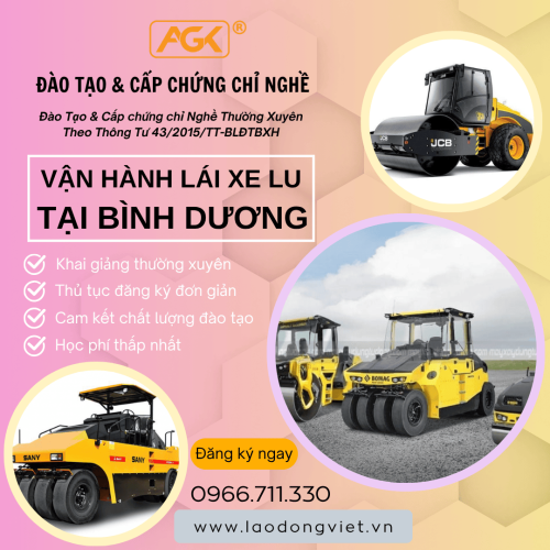 Học Lái Xe Lu Tại Bình Dương – Đào Tạo & Cấp Chứng Chỉ Nghề Vận Hành Máy Lu