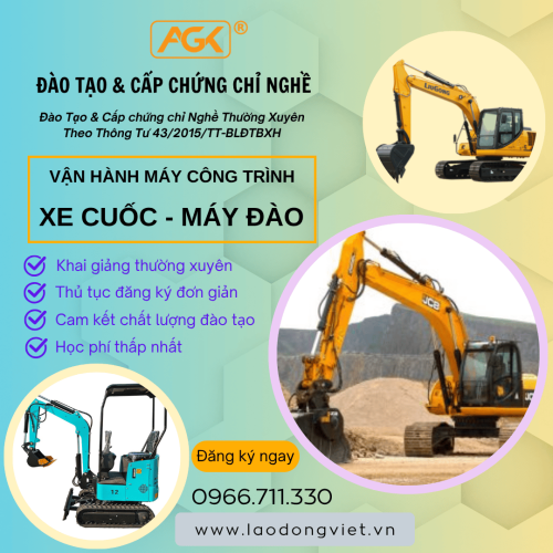 Học Lái Xe Cuốc (Máy Đào) – Đào Tạo & Cấp Chứng Chỉ Nghề Vận Hành Máy Cuốc (Đào)