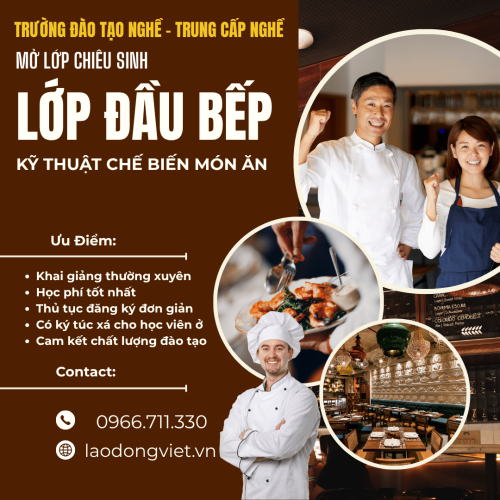 Trường Đào Tạo Nghề Đầu Bếp (Kỹ Thuật Chế Biến Món Ăn) hệ Trung Cấp