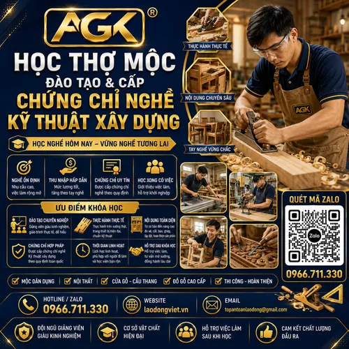 Đăng ký Học Nghề Thợ Mộc - Đào Tạo & Cấp Chứng chỉ Nghề Kỹ Thuật Xây Dựng