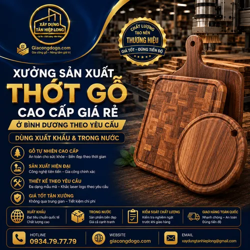 Xưởng Sản Xuất Thớt Gỗ Cao Cấp tại Bình Dương Theo Yêu Cầu