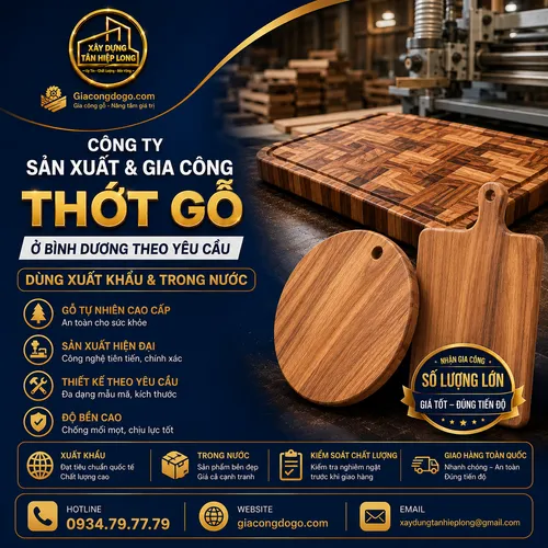 Công ty sản xuất & Gia công Thớt Gỗ ở Bình Dương theo yêu cầu