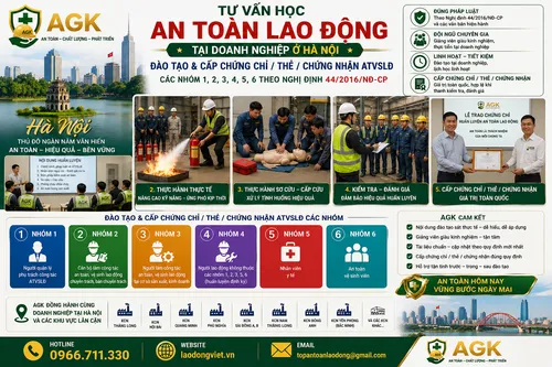 Tư vấn Học An Toàn Lao Động tại Doanh Nghiệp ở Hà Nội - Đào Tạo & Cấp chứng chỉ / Thẻ / Chứng Nhận ATVSLĐ các nhóm 1,2,3,4,5,6) theo Nghị định 44/2016/NĐ-CP