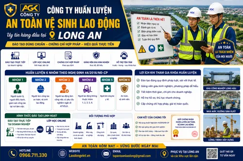 Tư vấn Học An Toàn Lao Động tại Doanh Nghiệp ở Long An - Đào Tạo & Cấp chứng chỉ / Thẻ / Chứng Nhận ATVSLĐ các nhóm 1,2,3,4,5,6) theo Nghị định 44/2016/NĐ-CP