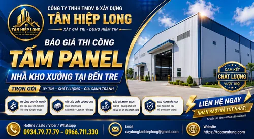 Báo Giá Thi Công Tấm Panel Nhà Kho Xưởng tại Bến Tre Trọn Gói