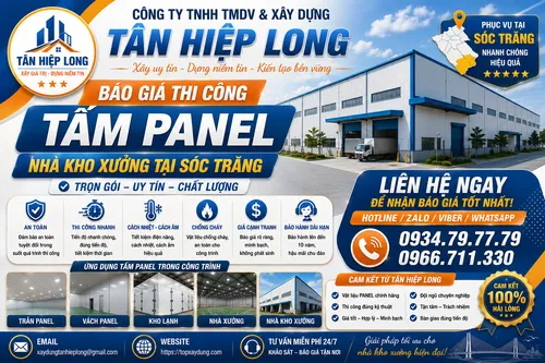 Báo Giá Thi Công Tấm Panel Nhà Kho Xưởng tại Sóc Trăng Trọn Gói