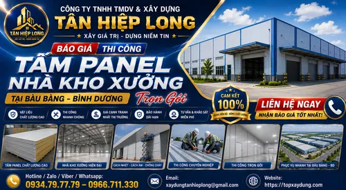 Báo Giá Thi Công Tấm Panel Nhà Kho Xưởng tại Bàu Bàng Trọn Gói