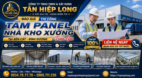 Báo Giá Thi Công Tấm Panel Nhà Kho Xưởng tại Bến Cát Trọn Gói