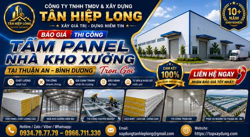 Báo Giá Thi Công Tấm Panel Nhà Kho Xưởng tại Thuận An Trọn Gói