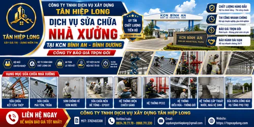 Sửa chữa Nhà Xưởng tại KCN Bình An – Công Ty báo giá trọn gói