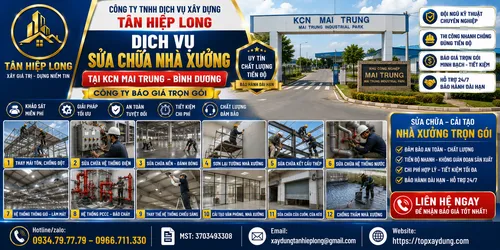 Sửa chữa Nhà Xưởng tại KCN Mai Trung – Công Ty báo giá trọn gói
