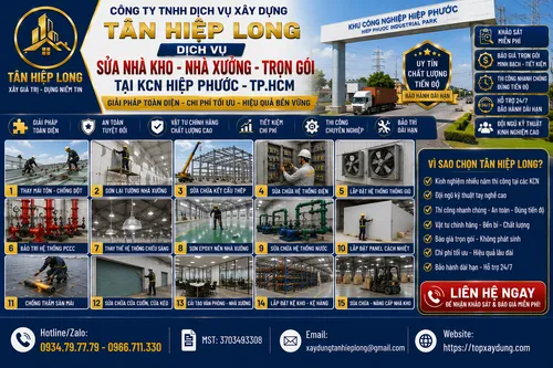 Sửa chữa Nhà Xưởng tại KCN Hiệp Phước – Công Ty báo giá trọn gói