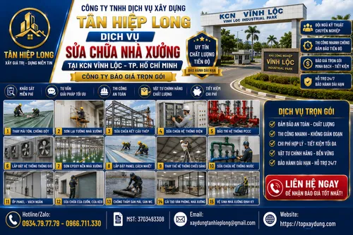 Sửa chữa Nhà Xưởng tại KCN Vĩnh Lộc – Công Ty báo giá trọn gói