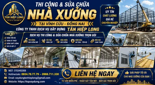 Thi công & Sửa chữa Nhà Xưởng tại Vĩnh Cửu – Công Ty báo giá trọn gói