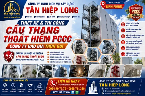 Thiết kế & Thi Công Cầu Thang Thoát Hiểm PCCC ở Bình Phước
