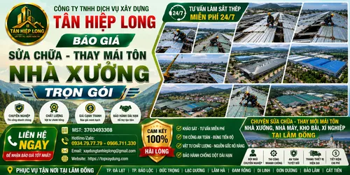 Báo giá Sửa chữa Thay mái tôn Nhà Xưởng tại Lâm Đồng