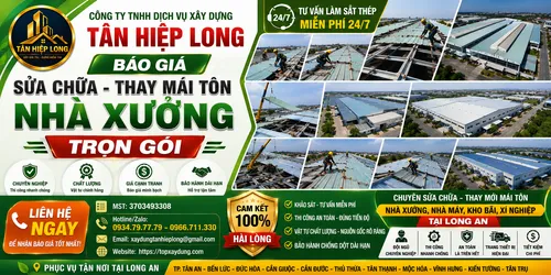 Báo giá Sửa chữa Thay mái tôn Nhà Xưởng tại Long An