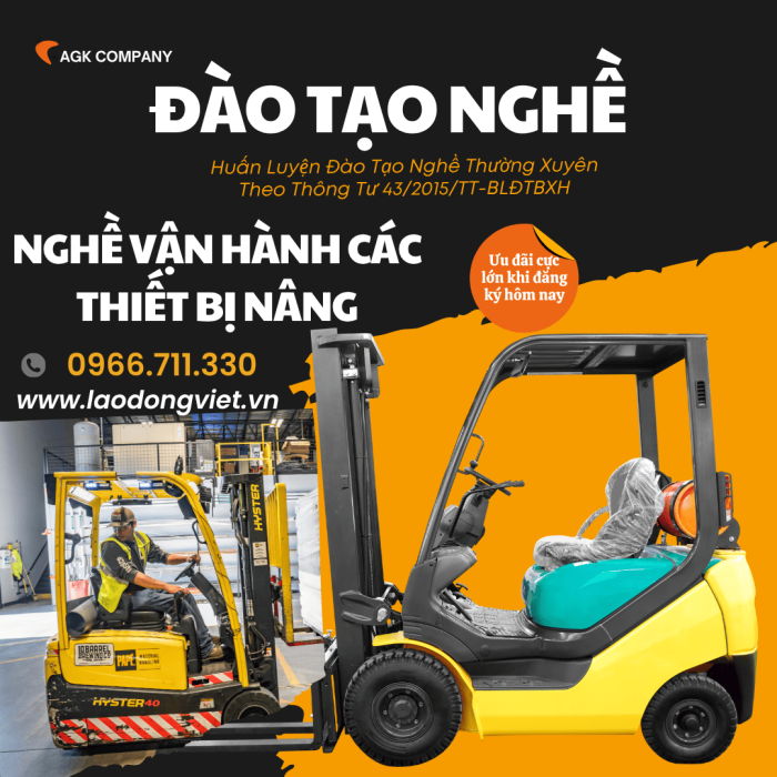 Đào Tạo & Cấp Chứng Chỉ Nghề Lái Xe Nâng – Xe Nâng Hàng, Xe Nâng Người