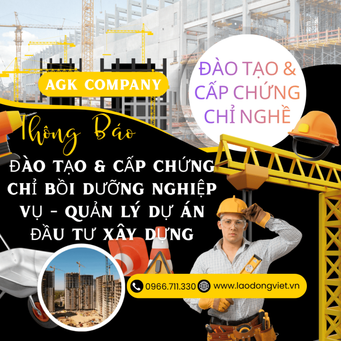 Đào Tạo & Cấp Chứng chỉ Quản Lý Dự Án Đầu Tư Xây Dựng - Bồi Dưỡng Nghiệp Vụ