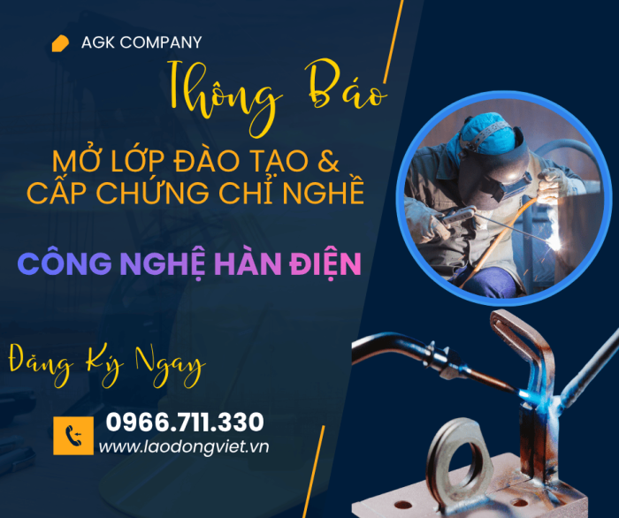 Đào Tạo & Cấp Chứng chỉ Nghề Công Nghệ Hàn Điện