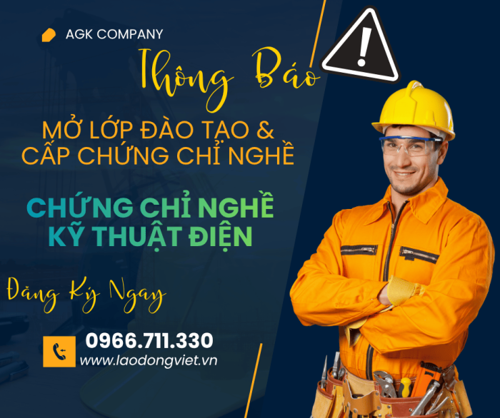 Đào Tạo & Cấp Chứng chỉ Nghề Kỹ Thuật Điện