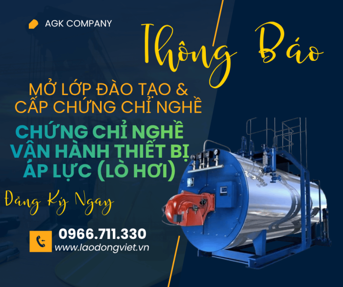 Đào Tạo & Cấp Chứng chỉ Nghề Vận Hành Thiết Bị Áp Lực (Lò Hơi)