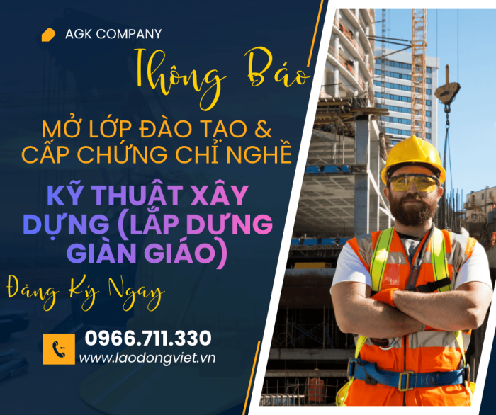 Đào Tạo & Cấp Chứng chỉ Nghề Lắp Dựng Giàn Giáo - Kỹ Thuật Xây Dựng