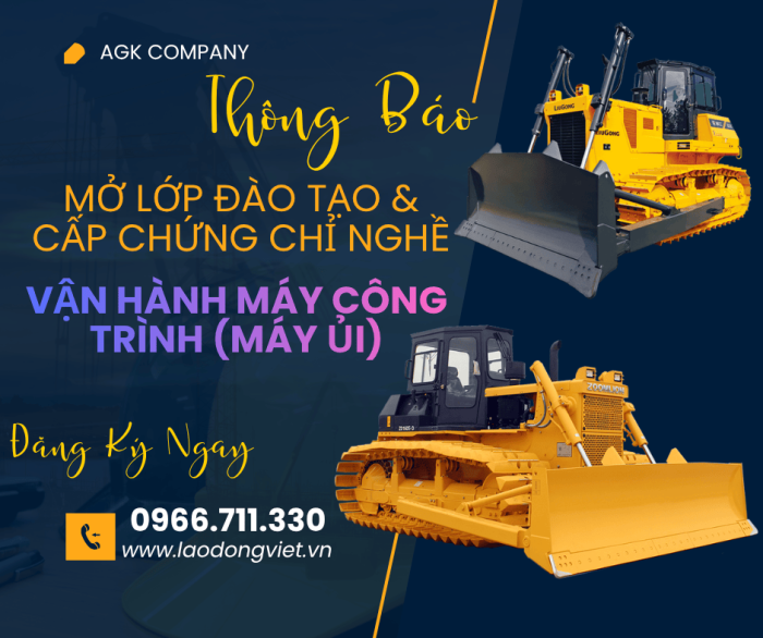 Đào Tạo & Cấp Chứng chỉ Nghề Máy Ủi - Xe Ủi Vận Hành Máy Công Trình