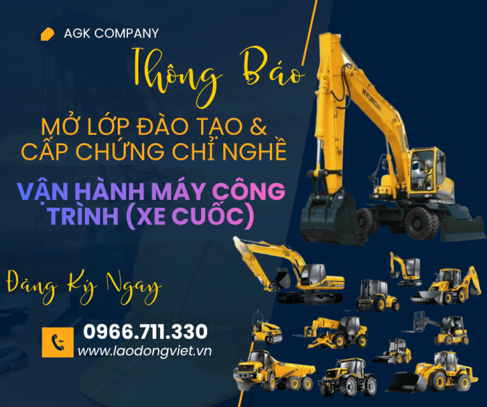Đào Tạo & Cấp Chứng chỉ Nghề Xe Cuốc - Vận Hành Máy Công Trình 
