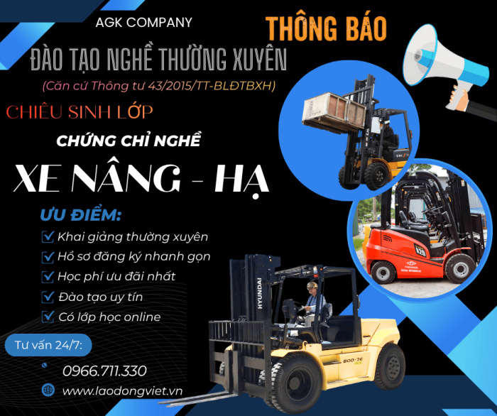 Đào Tạo & Cấp Chứng chỉ Nghề Vận Hành Thiết Bị Nâng (Xe Nâng – Hạ)