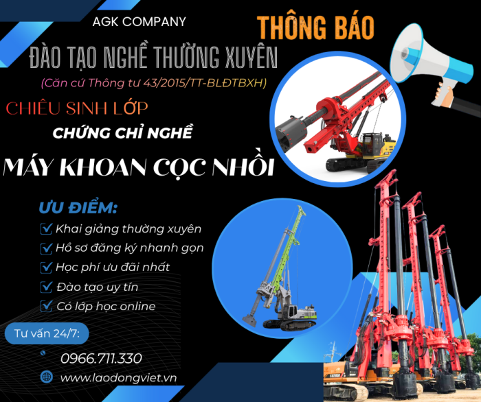 Đào Tạo & Cấp Chứng chỉ Máy Khoan Cọc Nhồi (Vận Hành Máy Công Trình)