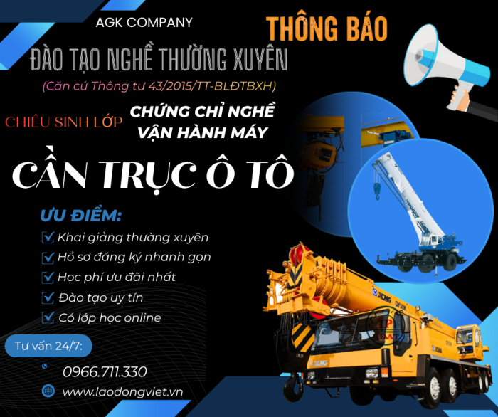 Đào Tạo & Cấp Chứng chỉ Nghề Vận Hành Cần Trục Ô Tô