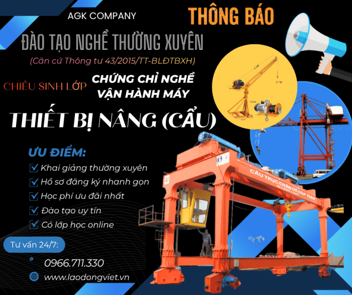 Đào Tạo & Cấp Chứng chỉ Nghề Vận Hành Xe (Máy) Cẩu Tự Hành