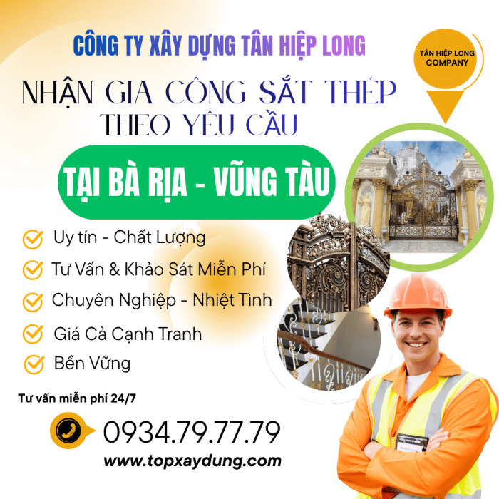 Chuyên làm Sắt Thép từ A-Z tại nhà trọn gói Tại Bà Rịa - Vũng Tàu