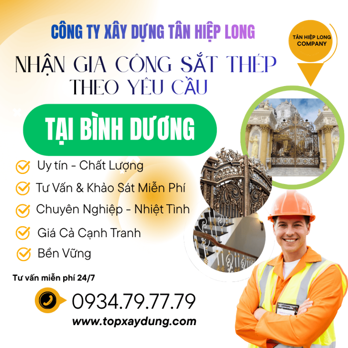 Chuyên làm Sắt Thép từ A-Z tại nhà trọn gói Tại Bình Dương I Xây Dựng Tân Hiệp Long