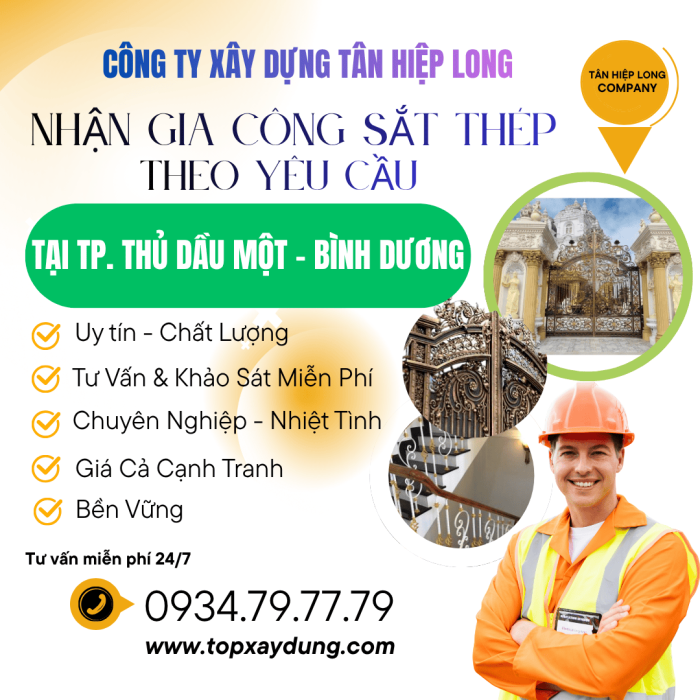 Chuyên làm Sắt Thép từ A-Z tại nhà trọn gói Tại Tp Thủ Dầu Một – Bình Dương