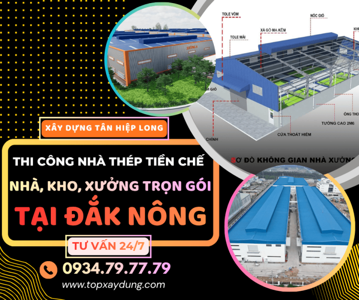 Thi Công Nhà Thép Tiền Chế/Kho/Xưởng Trọn Gói tại Đắk Nông