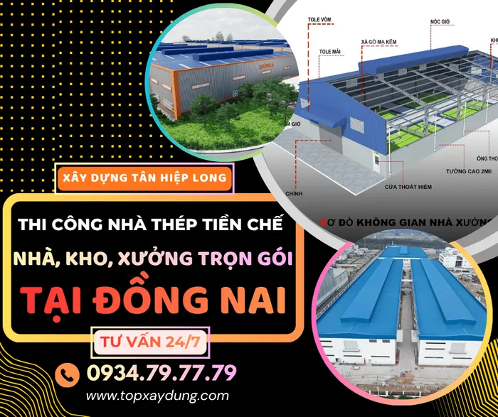 Thi Công Nhà Thép Tiền Chế Tại Đồng Nai (Nhà-Kho-Xưởng)
