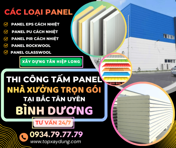 Báo Giá Thi Công Tấm Panel Nhà Xưởng tại Bắc Tân Uyên Trọn Gói 