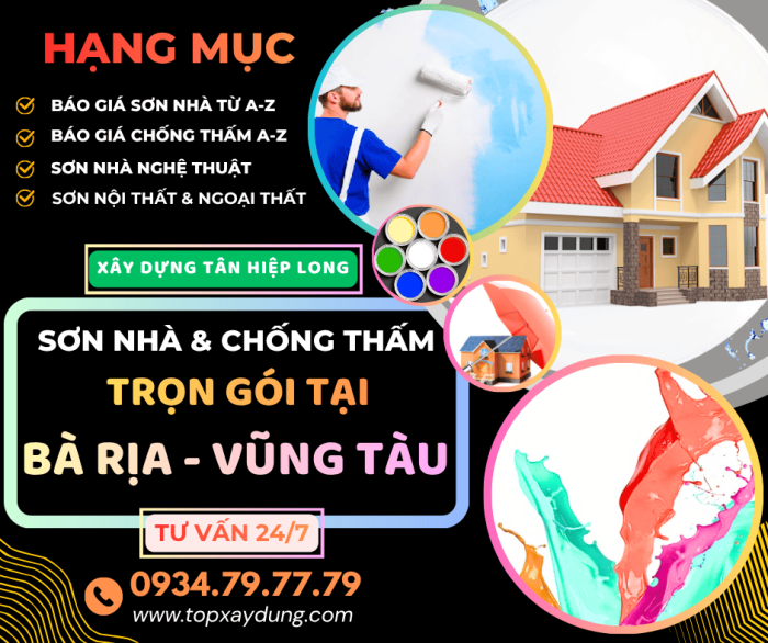 Báo giá Sơn Nhà – Chống Thấm Dột trọn gói từ A-Z tại Bà Rịa - Vũng Tàu