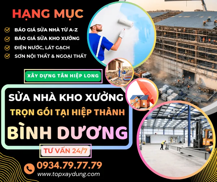 Dịch Vụ Sửa Nhà / Kho xưởng Trọn Gói tại Hiệp Thành - Bình Dương