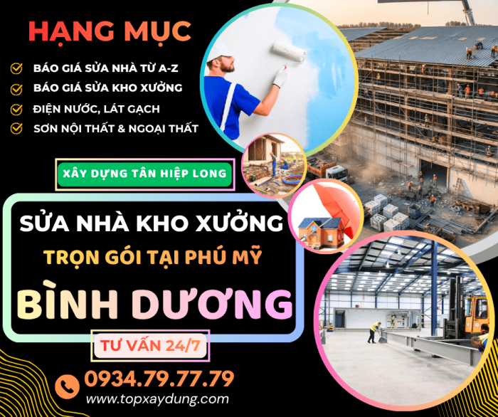 Dịch Vụ Sửa Nhà / Kho xưởng Trọn Gói tại Phú Mỹ - Bình Dương