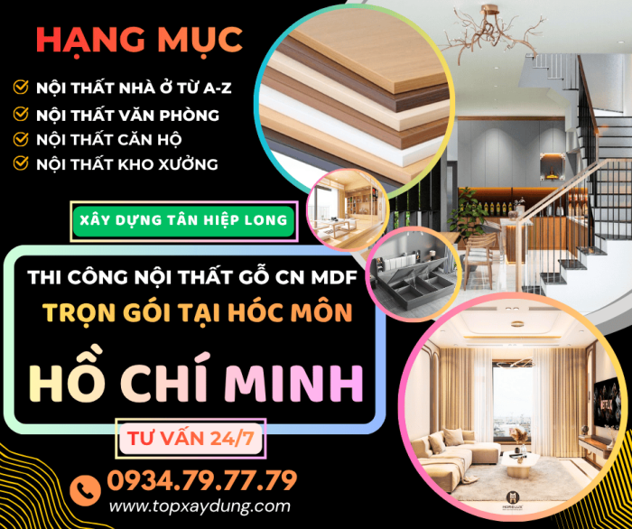Thi Công Nội Thất Gỗ Công Nghiệp - MDF Giá Xưởng tại Hóc Môn