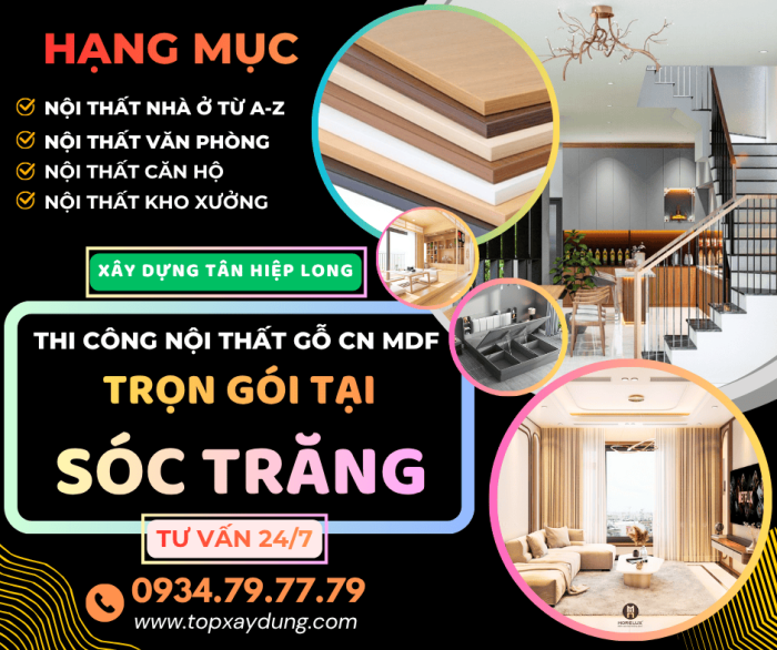 Thi Công Nội Thất Gỗ Công Nghiệp tại Sóc Trăng (MDF Giá Xưởng)