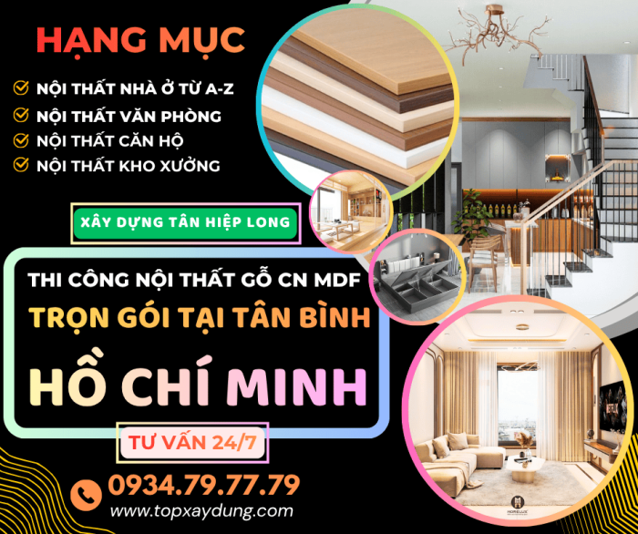 Thi Công Nội Thất Gỗ Công Nghiệp - MDF Giá Xưởng tại Tân Bình