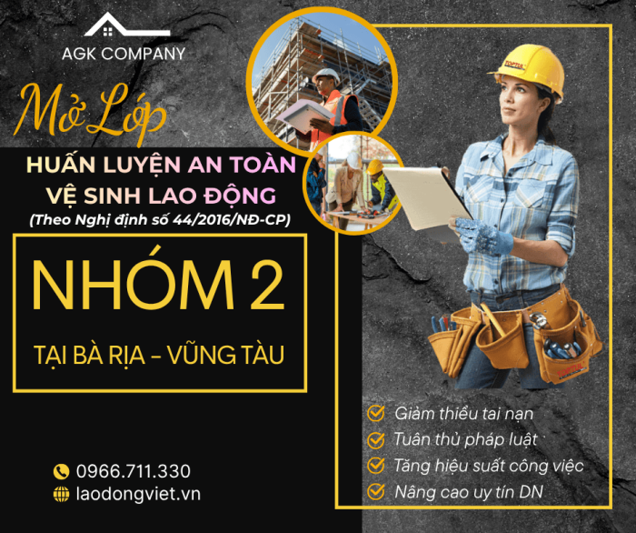 Huấn Luyện An Toàn Lao Động Nhóm 2 ở Bà Rịa - Vũng Tàu