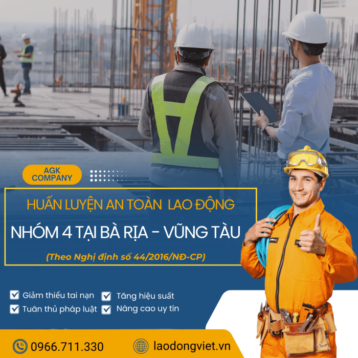 Huấn Luyện An Toàn Lao Động Nhóm 4 ở Bà Rịa - Vũng Tàu