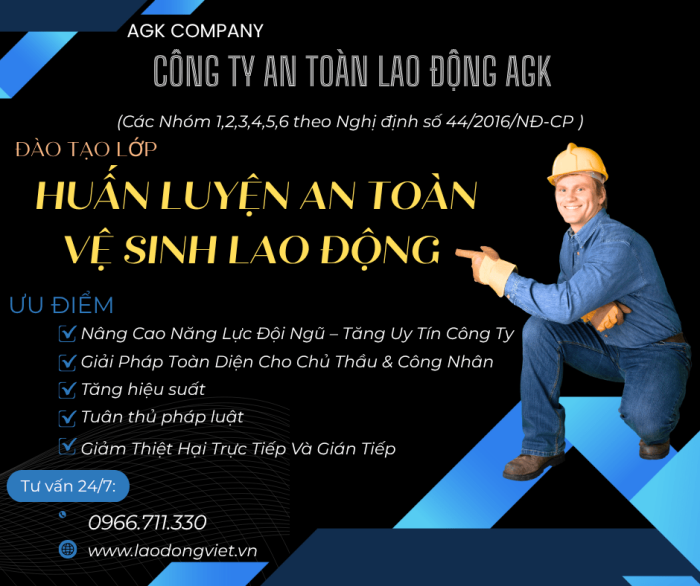 Đơn Vị Huấn luyện an toàn lao động các nhóm 1/2/3/4/5/6